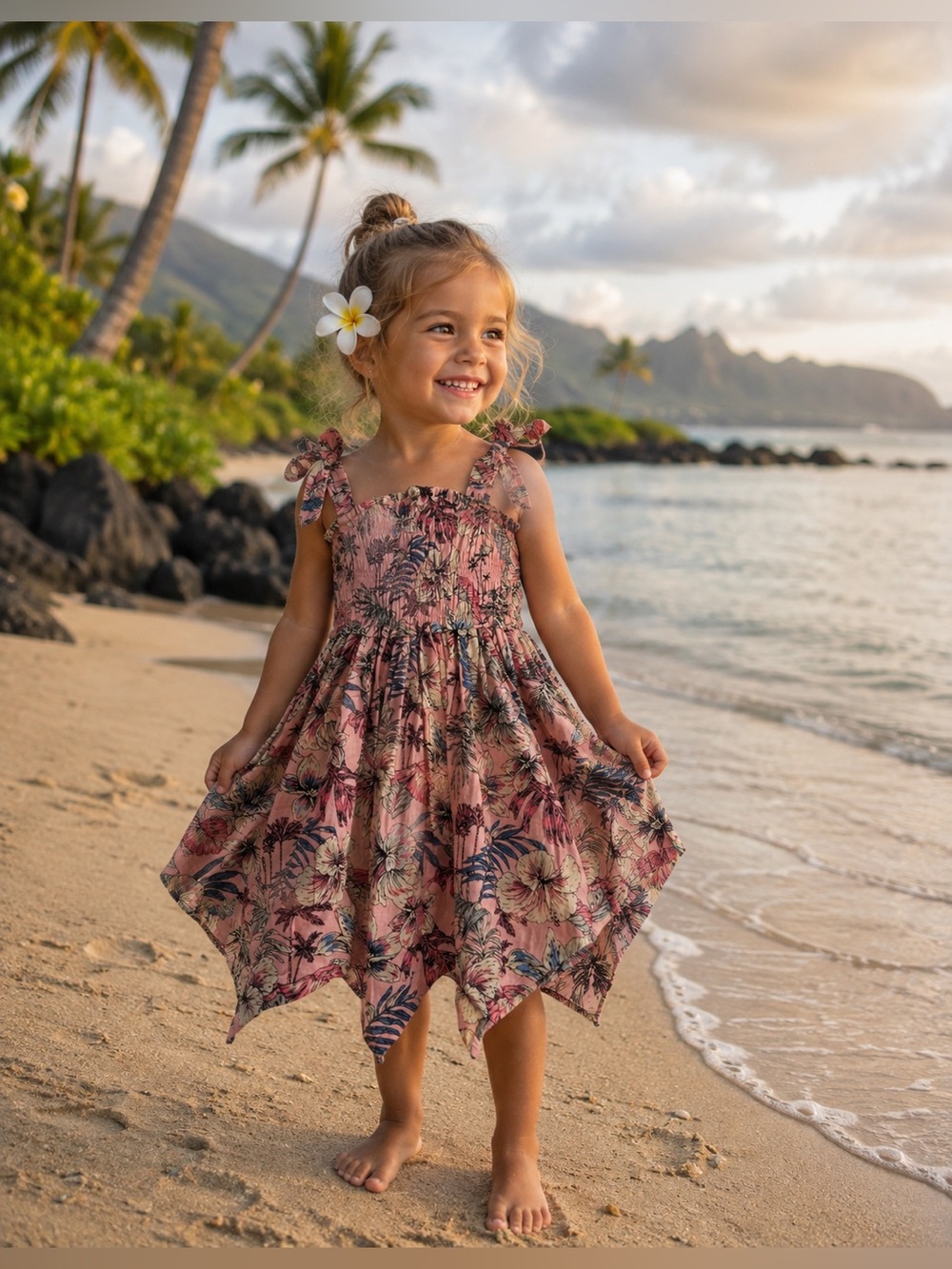 Tommy Bahama NWT 4T Tropical Pink Smocked Floral Resortwear Vacation Dress